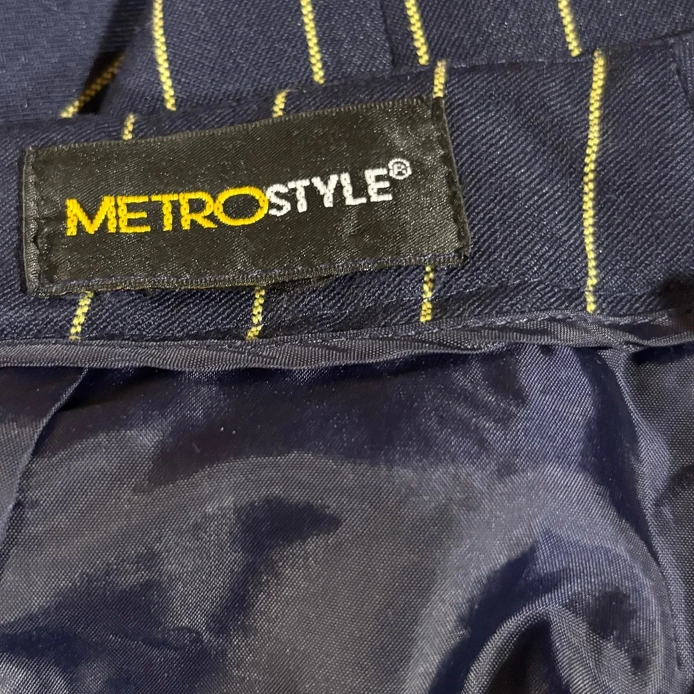 Metrostyle Vintage 90’s Dark Blue‎ Pinstriped Blazer and Skirt Ensemble Suit